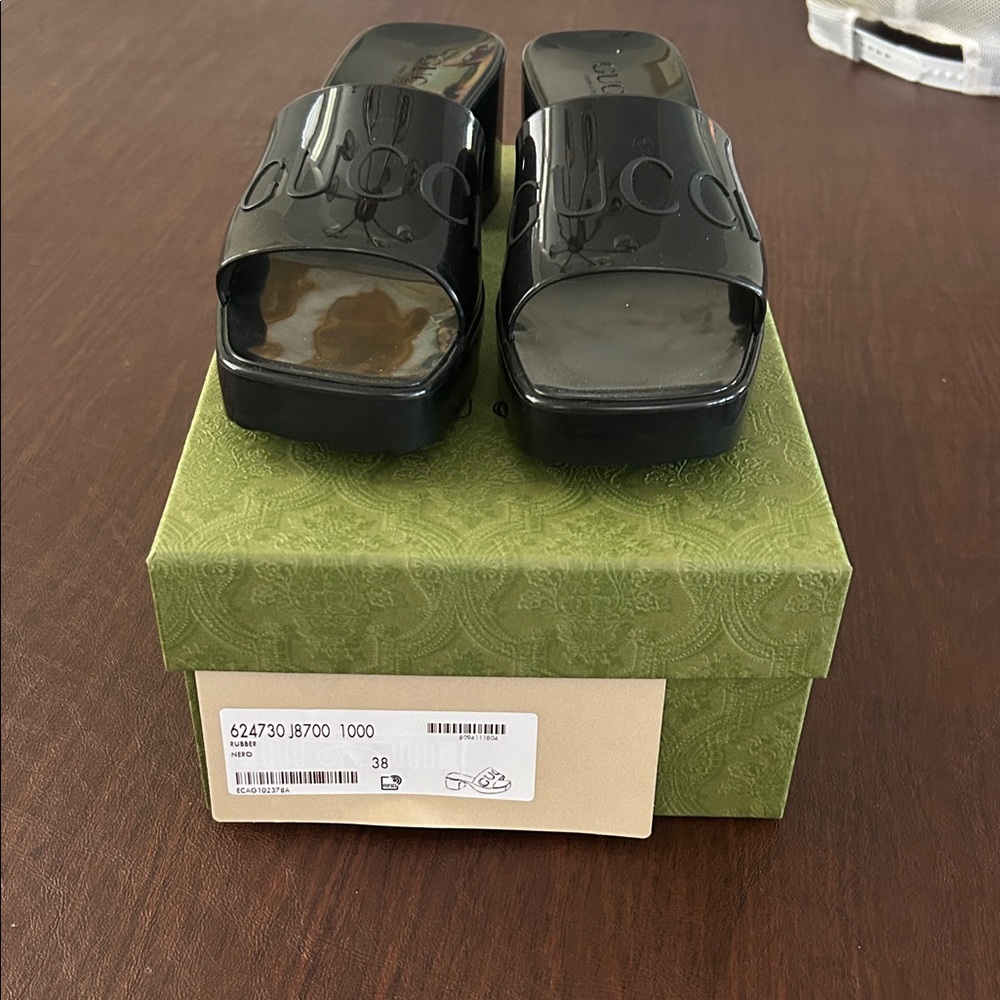 Gucci Black Rubber Pool Slide Sandals